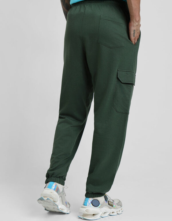 Olive Green Plain Baggy Fit Cargo Joggers - Image 3