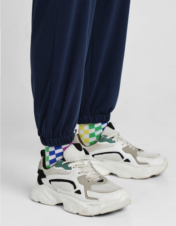 Navy Plain Baggy Fit Cargo Joggers - Image 6