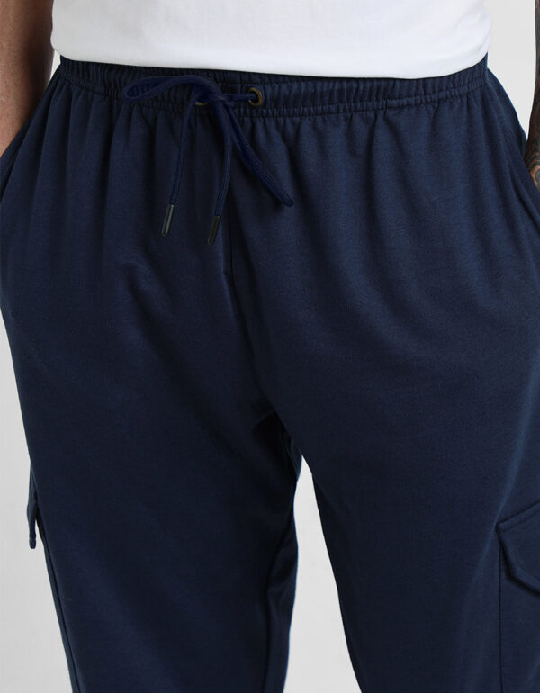 Navy Plain Baggy Fit Cargo Joggers - Image 5