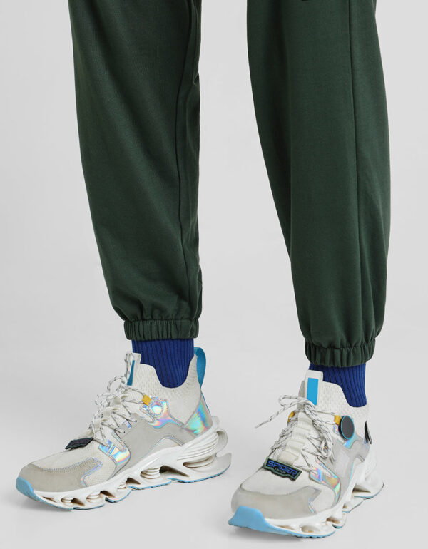 Olive Green Plain Baggy Fit Cargo Joggers - Image 6