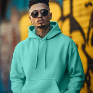 Green Plain Regular Hoodie