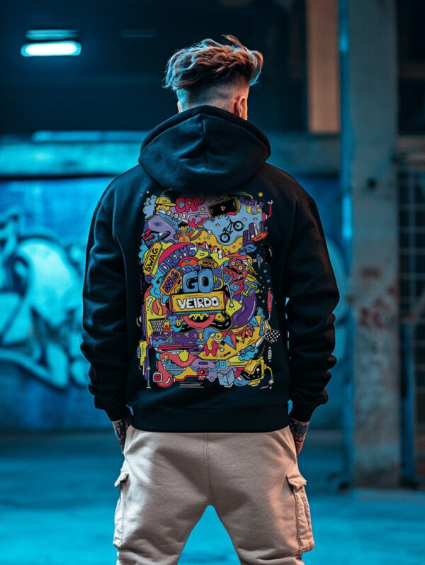 Doodle Black Back Graphic Printed Hoodie