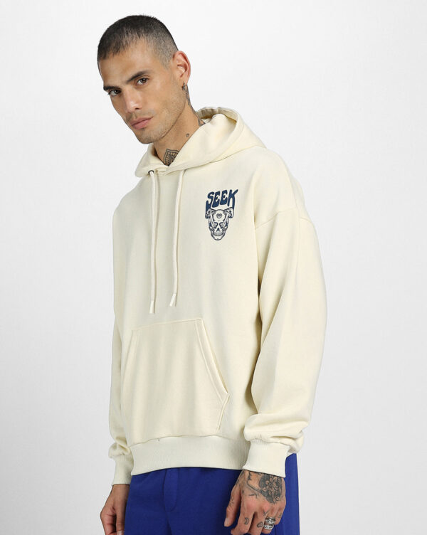 Seek Off-White Oversized Pocket Graphic Printed Hoodie - Image 5