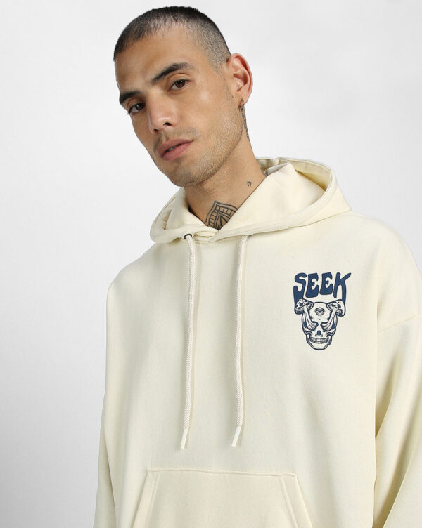 Seek Off-White Oversized Pocket Graphic Printed Hoodie - Image 3