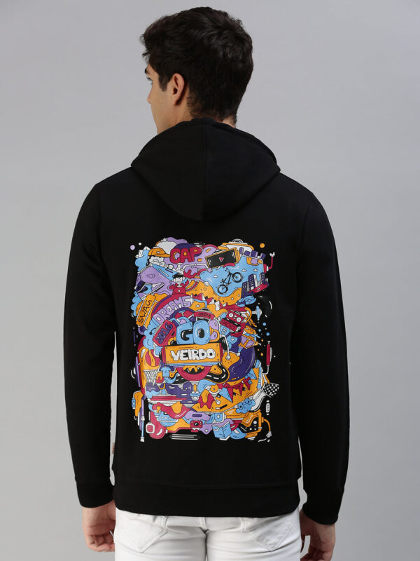 Doodle Black Back Graphic Printed Hoodie - Image 5