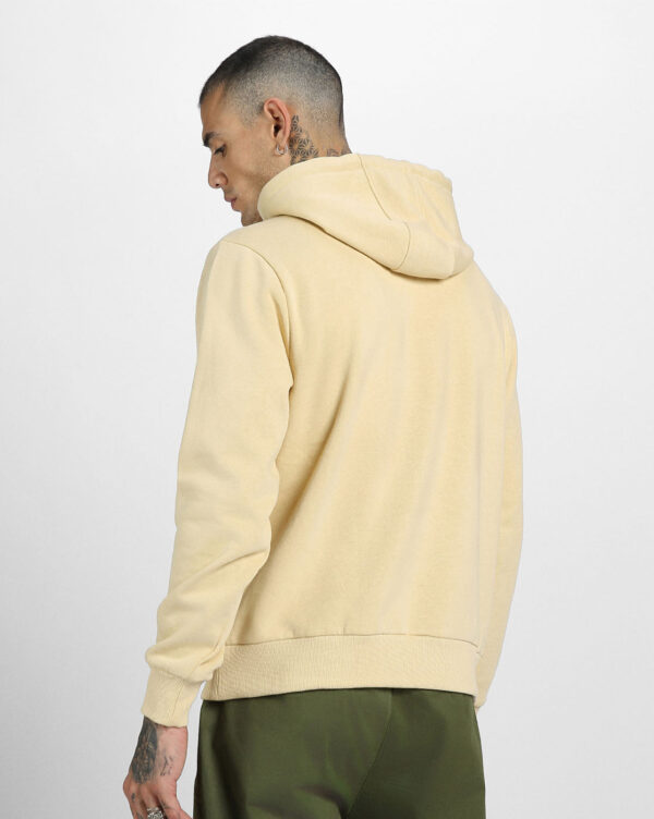 Beige Plain Regular Hoodie - Image 5