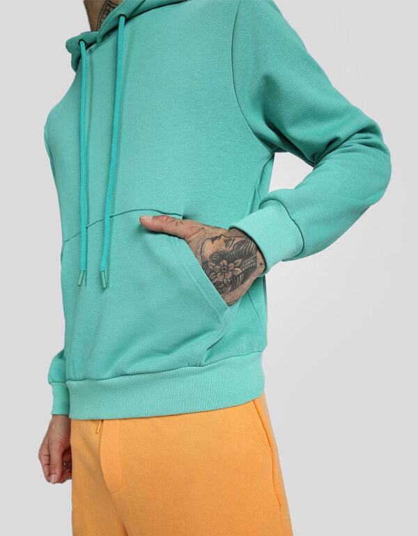 Green Plain Regular Hoodie - Image 4