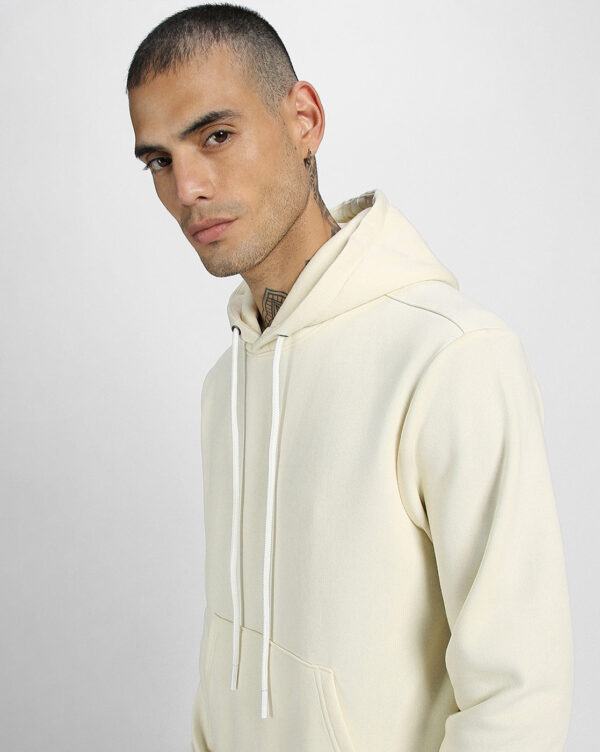 Off White Plain Regular Hoodie - Image 3