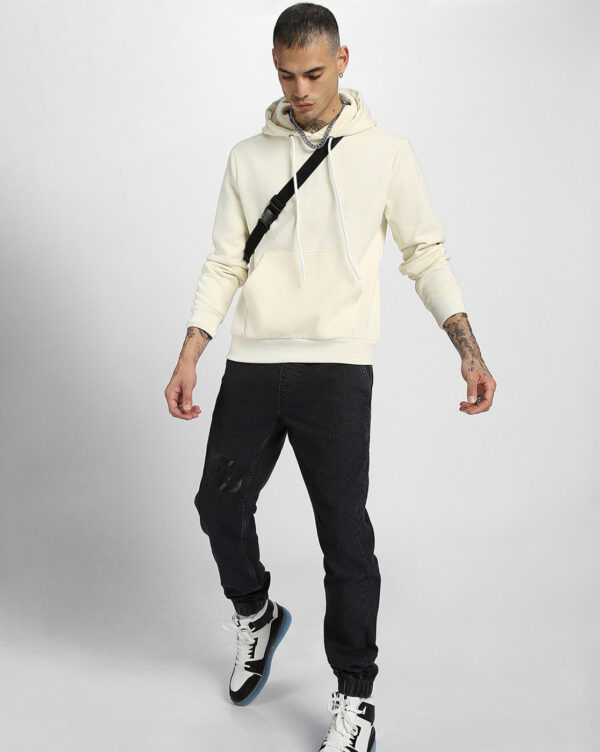 Off White Plain Regular Hoodie - Image 4