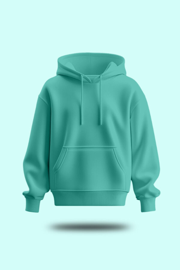 Green Plain Regular Hoodie - Image 2