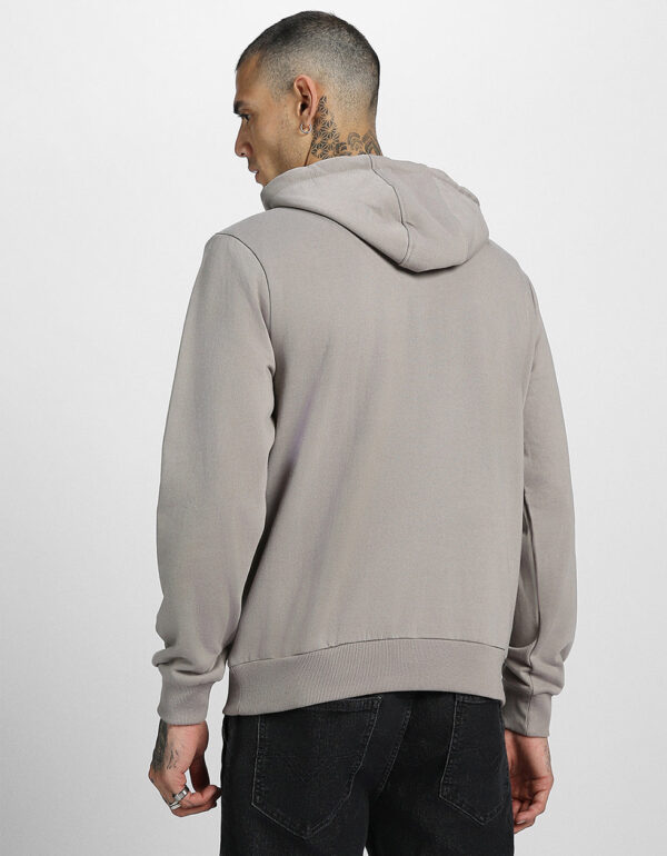 Grey Plain Regular Hoodie - Image 4