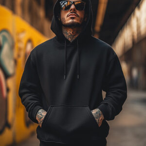 Black Plain Regular Hoodie