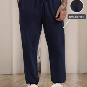 Navy Blue Solid Baggy Fit Joggers