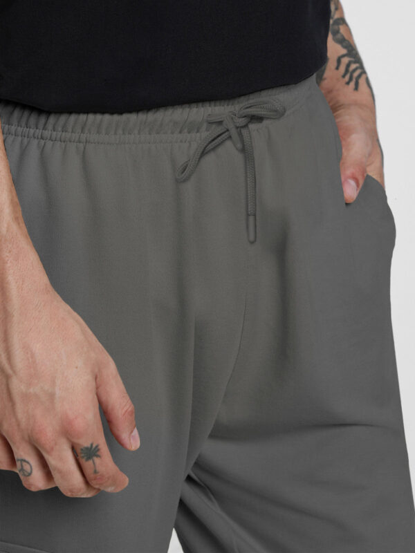 Charcoal Grey Plain Baggy Fit Cargo Joggers - Image 4