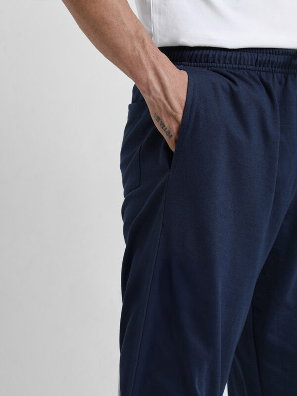 Navy Blue Solid Baggy Fit Joggers - Image 4