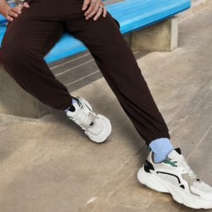 Brown Plain Baggy Fit Cargo Joggers