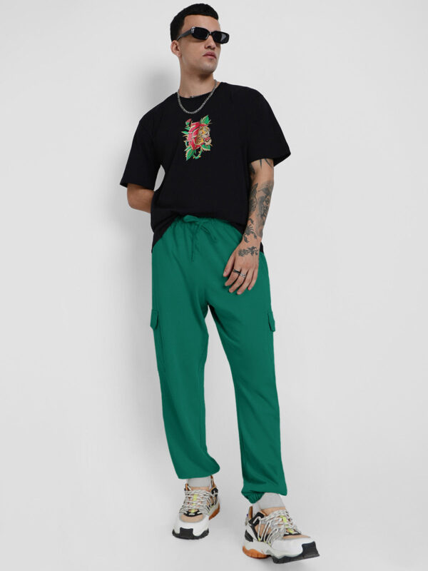 Aventurine Plain Baggy Fit Cargo Joggers - Image 5