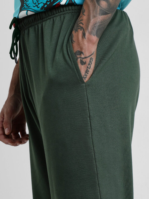 Olive Solid Baggy Fit Joggers - Image 5