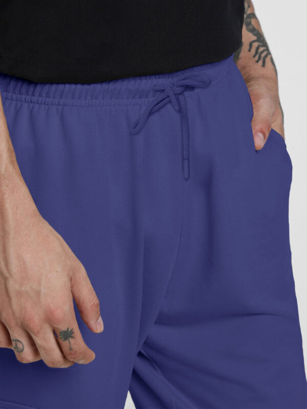 Skipper Blue Plain Baggy Fit Cargo Joggers - Image 3