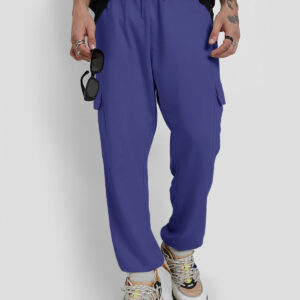 Skipper Blue Plain Baggy Fit Cargo Joggers