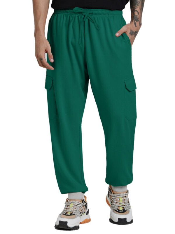 Aventurine Plain Baggy Fit Cargo Joggers - Image 3