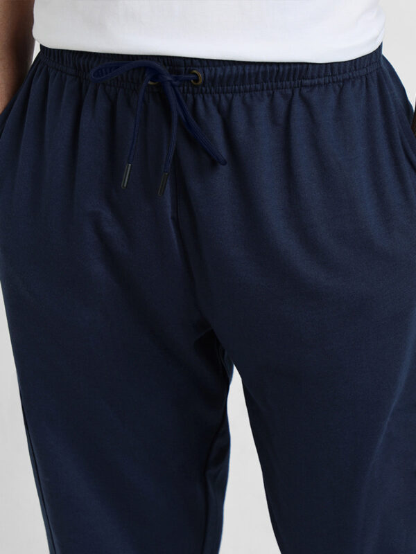 Navy Blue Solid Baggy Fit Joggers - Image 5