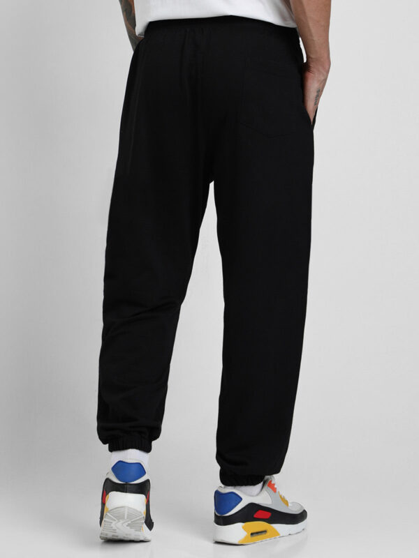 Black Solid Baggy Fit Joggers - Image 6