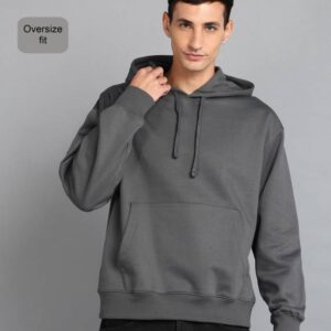 Men Full Sleeve Solid Hooded Sweatshirt