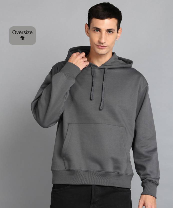 Men Full Sleeve Solid Hooded Sweatshirt