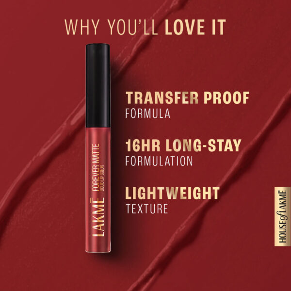 Lakme Forever Matte Liquid Lip Color, Lightweight & Transferproof 08 Nude Dream(5.6ml) - Image 6