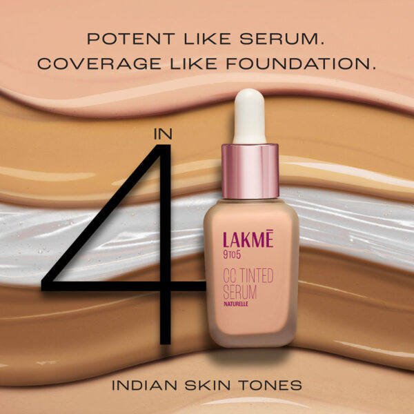 Lakme CC Tinted Serum with 2% Hyaluronic Acid - Naturelle(30ml) - Image 3