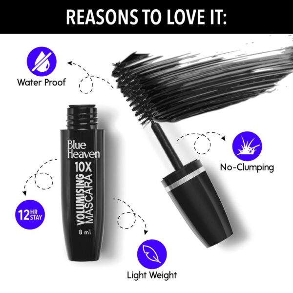 Blue Heaven Mesmerising Eye Combo Pack of 4 - Kajal, Mascara, Eyeliner & Brow Definer(4 pcs) - Image 3