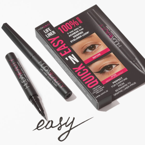 Huda Beauty Life Liner Quick 'n Easy Precision Liquid Liner Mini - Very Vanta Black(0.45ml) - Image 6