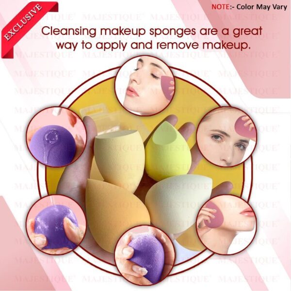 Majestique Professional Makeup Sponges Blender Set - Beauty Sponge with Egg Case - Color May Vary(4N) - Image 5