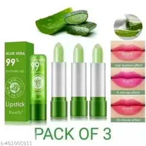 Fancy cool product green lipstick 3 pcs | Aloe vera moisturizing lipstick long lasting notorious lip balm
