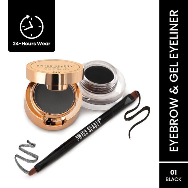 Swiss Beauty 3 In 1 Eyeliner, Eyebrow Filler and Kajal Black(7gm)