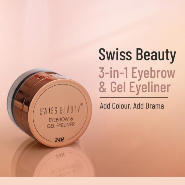 Swiss Beauty 3 In 1 Eyeliner, Eyebrow Filler and Kajal Black(7gm) - Image 2