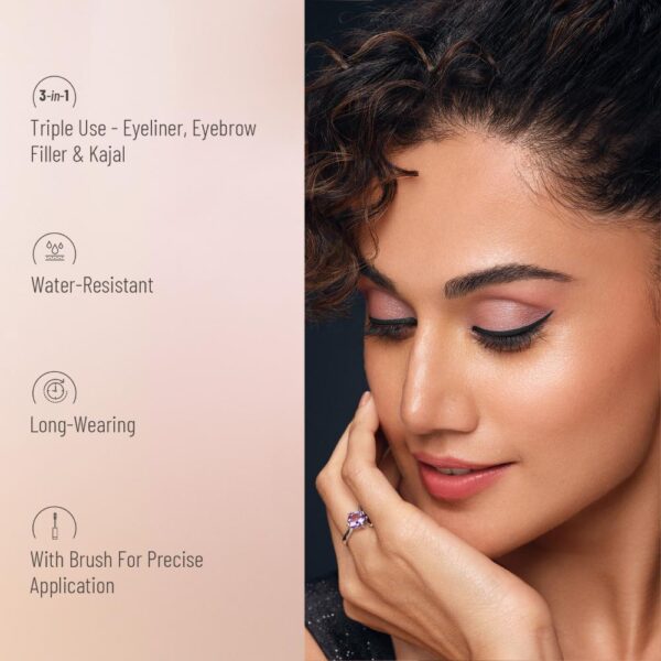Swiss Beauty 3 In 1 Eyeliner, Eyebrow Filler and Kajal Black(7gm) - Image 3