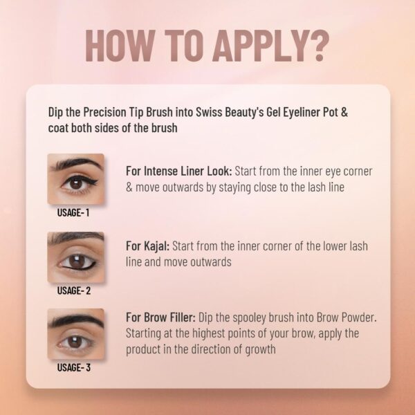 Swiss Beauty 3 In 1 Eyeliner, Eyebrow Filler and Kajal Black(7gm) - Image 5