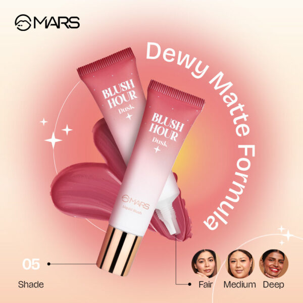 MARS Liquid Blush Hour Dewy-Matte Finish - 05 Dusk(12ml) - Image 3