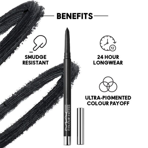 M.A.C. Colour Excess Gel Pencil Waterproof Eye Liner- Glide Or Die Kajal(1 gms) - Image 3