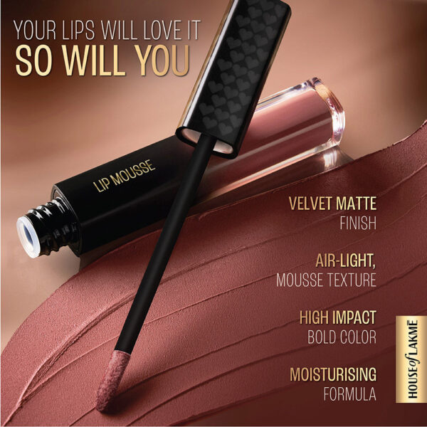 Lakme Xtraordin-Airy Velvet Matte Lip Mousse - 304 Chocolate Temptation(4.6 g) - Image 6