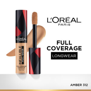 LOreal Paris Infallible Full Wear Concealer, Maximum Coverage, Sweat Proof & Heat Proof - Amber 312(10ml)