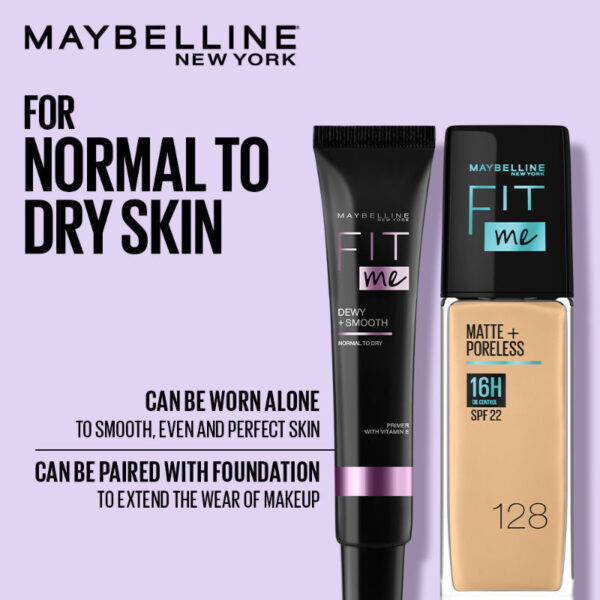 Maybelline New York Fit Me Primer, Oil free and Non Comedogenic Formula - Dewy+Smooth Primer(30ml) - Image 4