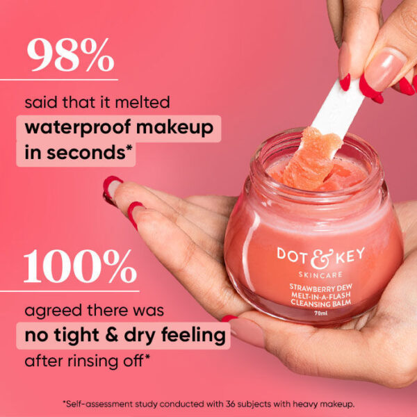 Dot & Key Strawberry Dew Deep Cleansing Balm For Face, Lip & Eye Waterproof Makeup Remover(70ml) - Image 4