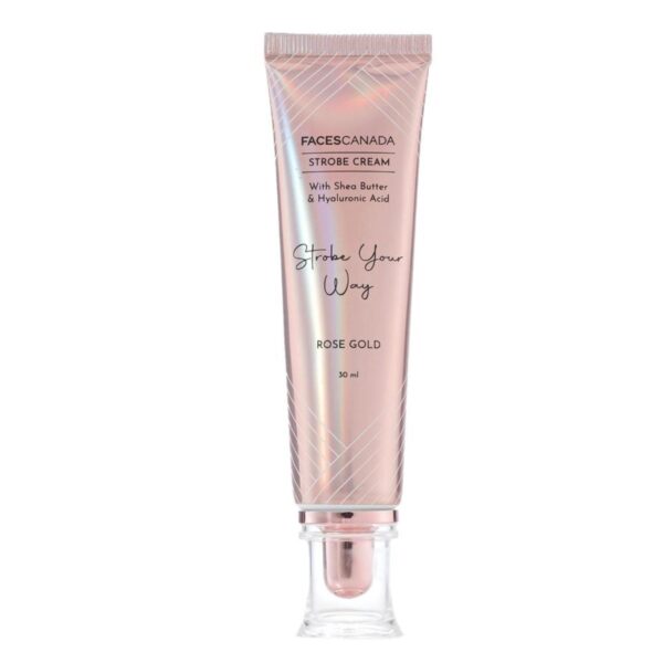 Faces Canada Strobe Cream, Rose Gold - Primer + Highlighter + Moisturizer With Hyaluronic Acid(30ml) - Image 2