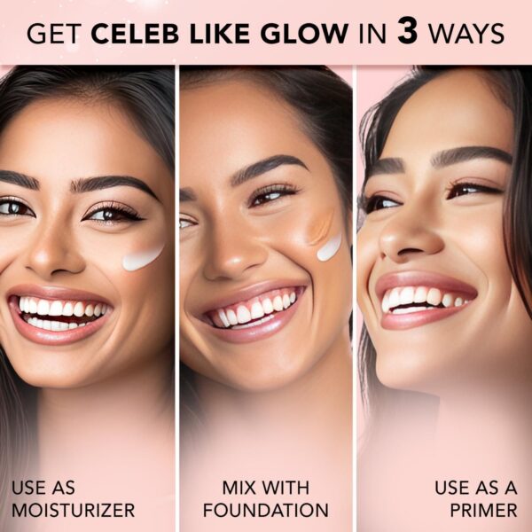 Faces Canada Strobe Cream, Rose Gold - Primer + Highlighter + Moisturizer With Hyaluronic Acid(30ml) - Image 4