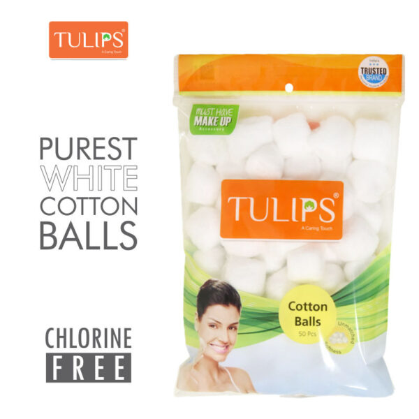 Tulips White Cotton Ball 50 Pcs For Face Cleaning & Nail Paint Remover(50pcs) - Image 2