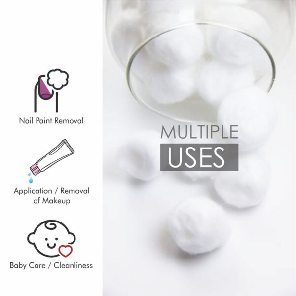 Tulips White Cotton Ball 50 Pcs For Face Cleaning & Nail Paint Remover(50pcs) - Image 4