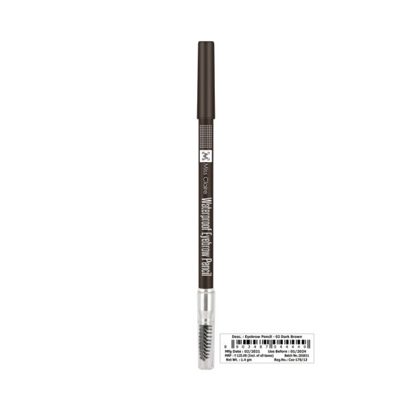 Miss Claire Waterproof Eyebrow Pencil With Mascara Brush - 02 Dark Brown(1.4g) - Image 3